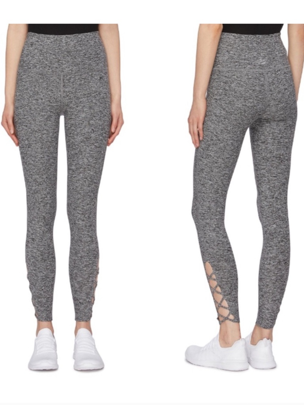 Beyond Yoga Crossed My Mind Gray Spacedye Midi Leggings Size S